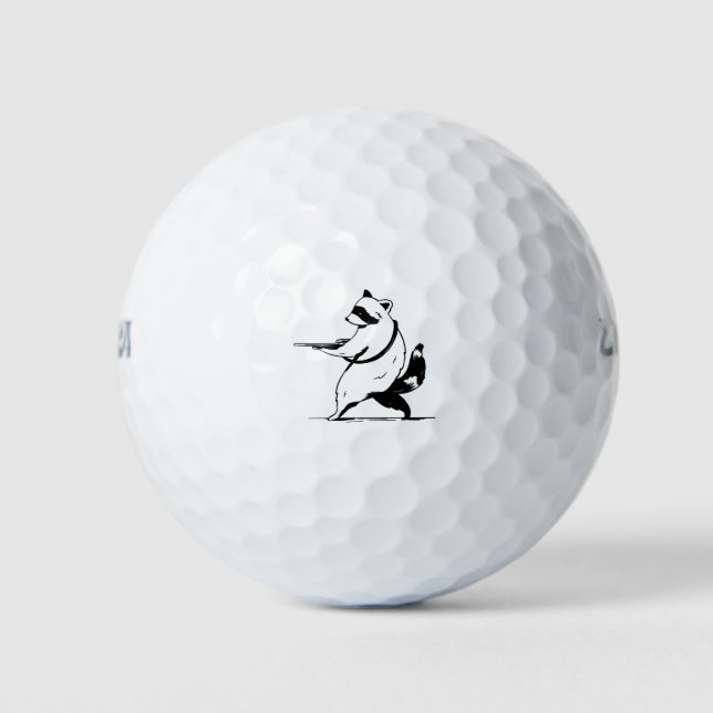 Funny Racoon Shooter Golf Balls (Front)