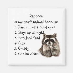 Funny Racoon Spirit Animal Humour Cute Watercolor Magnet