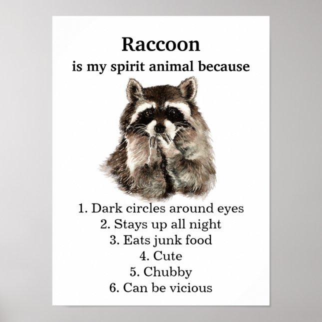 Funny Racoon Spirit Animal Humour Poster (Front)