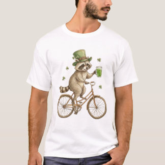 Funny Racoon, St. Patrick's Day Irish Shamrock  T-Shirt