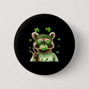 Funny racoon st patrick's day lucky irish funny 6 cm round badge