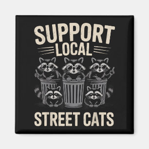 Funny Racoon Sungles Vintage Support Local Street Magnet
