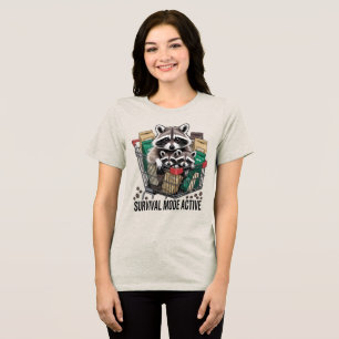 Funny Racoon Survival Mode Active Coffee Lover Sh Tri-Blend Shirt