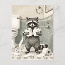 Funny Racoon Toilet Paper Thief Bathroom Humour