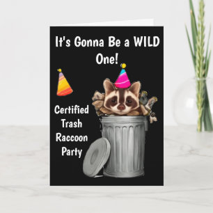Funny Racoon Trash Can Birthday Design Invitation