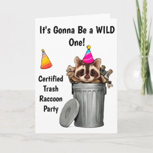 Funny Racoon Trash Can Birthday Design Invitation