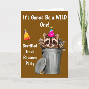 Funny Racoon Trash Can Birthday Design Invitation
