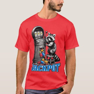 Funny racoon trash can slot machine jackpot T-Shirt