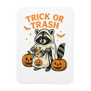 Funny Racoon Trick or Trash Halloween Magnet