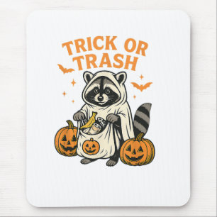 Funny Racoon Trick or Trash Halloween Mouse Pad