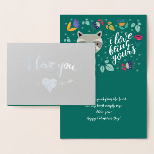 Funny Racoon Valentine's Day Foil Card