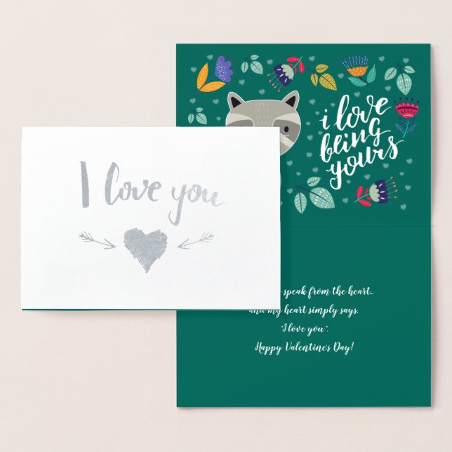 Funny Racoon Valentine's Day  Foil Card (Display)