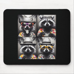 Funny Racoon With Sungles Photobooth Summer Vacat Mouse Pad