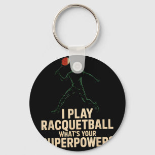 Funny racquetball superpower retro poster saying F Key Ring