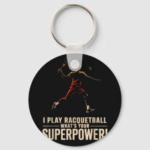 Funny racquetball superpower retro poster saying F Key Ring