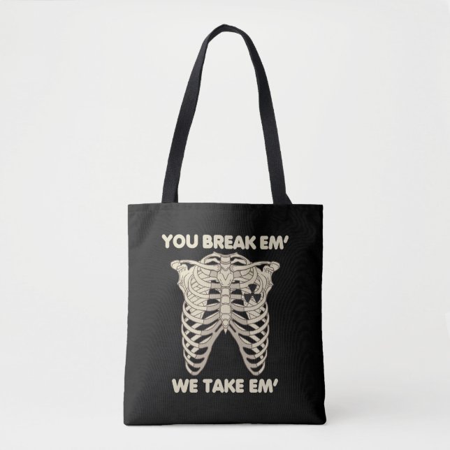 Funny Radiology Xray Skeleton Rad Technologist Tote Bag (Front)