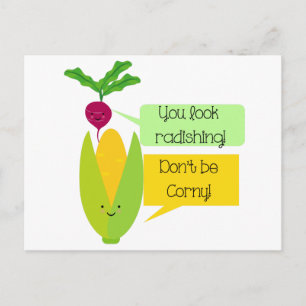 Funny Radish and Corn Vegetable Humour Postcard