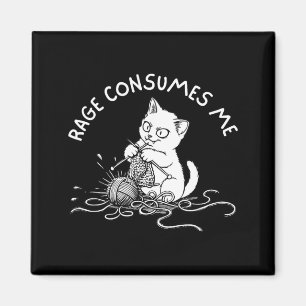 Funny Rage Consumes Cute Cat Meme Knitting Kitten Magnet