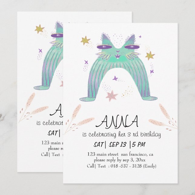  funny rainbow cat  holiday card (Front/Back)