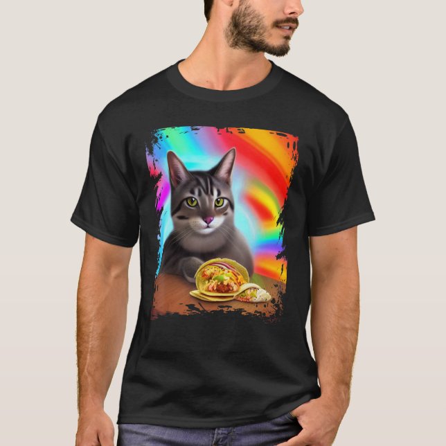 Funny Rainbow Cat Taco Kitty Internet Meme T-Shirt (Front)