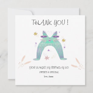funny rainbow cat thank you card