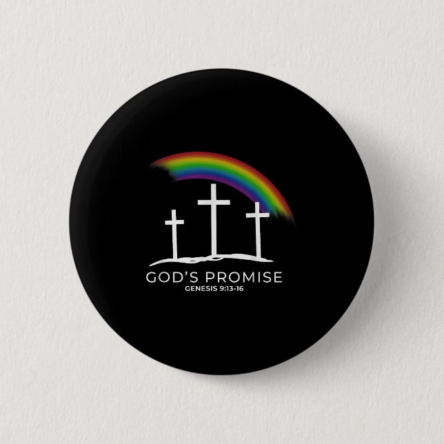 Funny Rainbow Christ Cross - Christian Quote God's 6 Cm Round Badge (Front)
