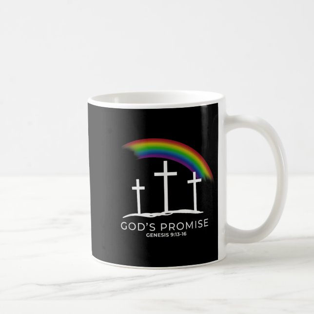 Funny Rainbow Christ Cross - Christian Quote God's Coffee Mug (Right)