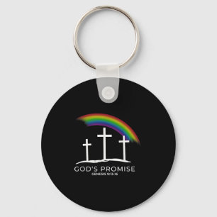 Funny Rainbow Christ Cross - Christian Quote God's Key Ring