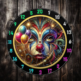 Funny Rainbow Clown Dartboard with Balloons