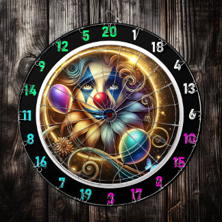 Funny Rainbow Clown Dartboard with Balloons
