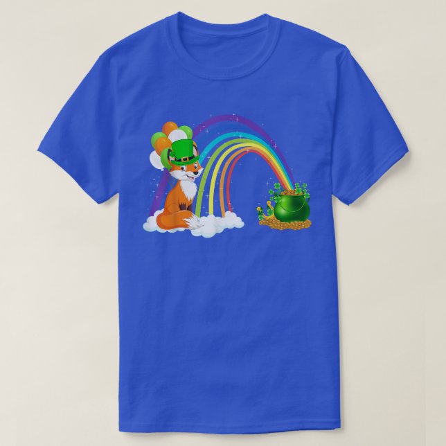 Funny Rainbow Irish Leprechaun Fox St T-Shirt (Design Front)