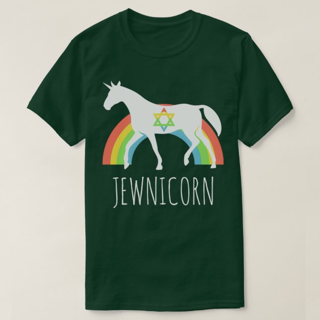 Funny Rainbow Jewnicorn Jewish Unicorn T-Shirt (Design Front)