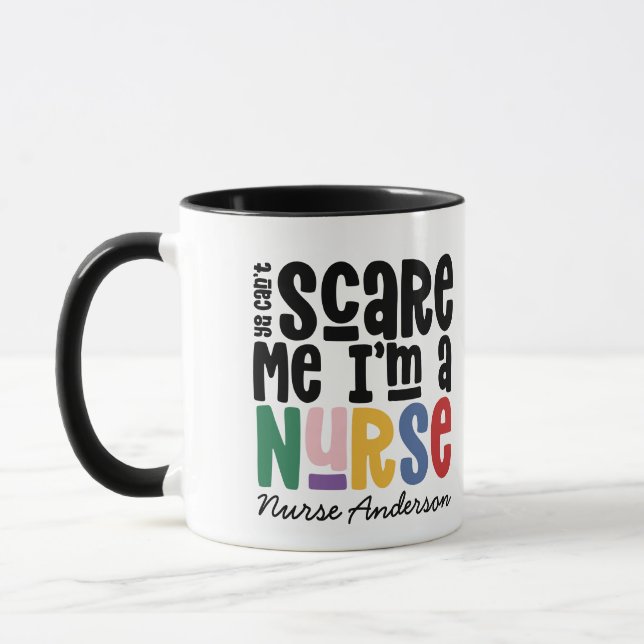 Funny rainbow nurse typography thanks you modern mug (Left)