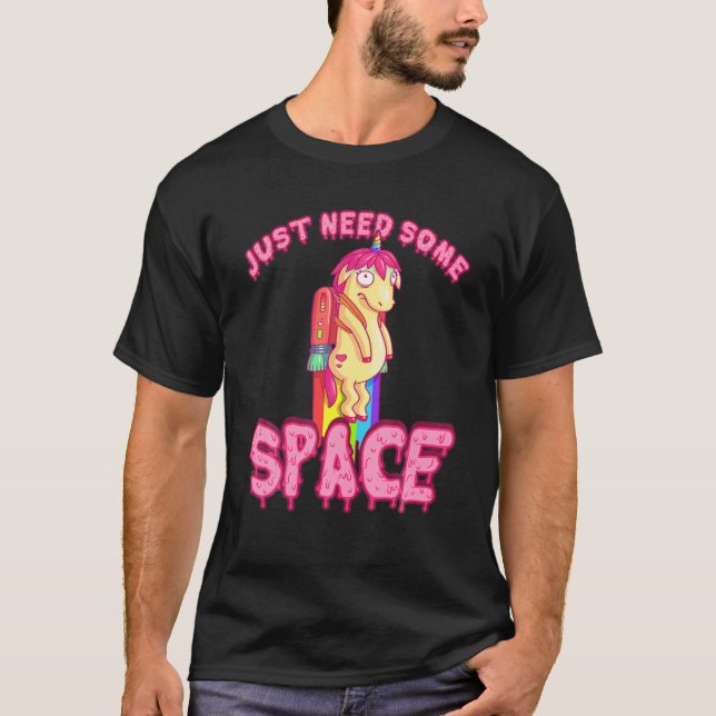 Funny Rainbow Rocket Unicorn T-Shirt (Front)