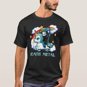 Funny Rainbow Skeleton Unicorn Death Metal Music F T-Shirt