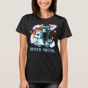 Funny Rainbow Skeleton Unicorn Death Metal Music F T-Shirt