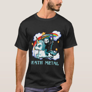 Funny Rainbow Skeleton Unicorn Death Metal Music F T-Shirt