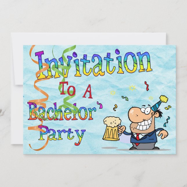 Funny Rainbow Text Bachelor Party Invitation (Front)