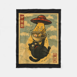 Funny Ramen Cat Japanese Anime Ufo Men Women Teens Fleece Blanket