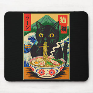 Funny Ramen Cat Japanese Noodle Kitten  Mouse Pad