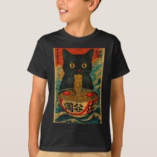 Funny Ramen Cat Japanese Vintage Retro Noodle Love T-Shirt