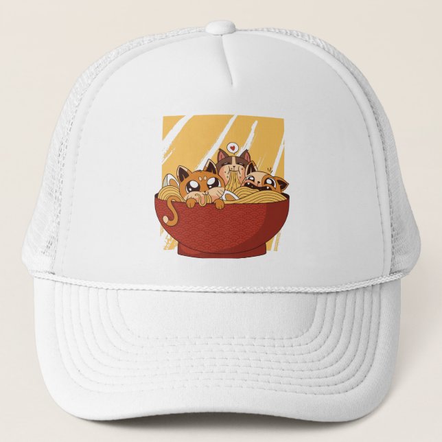 Funny Ramen Kittens Trucker Hat (Front)