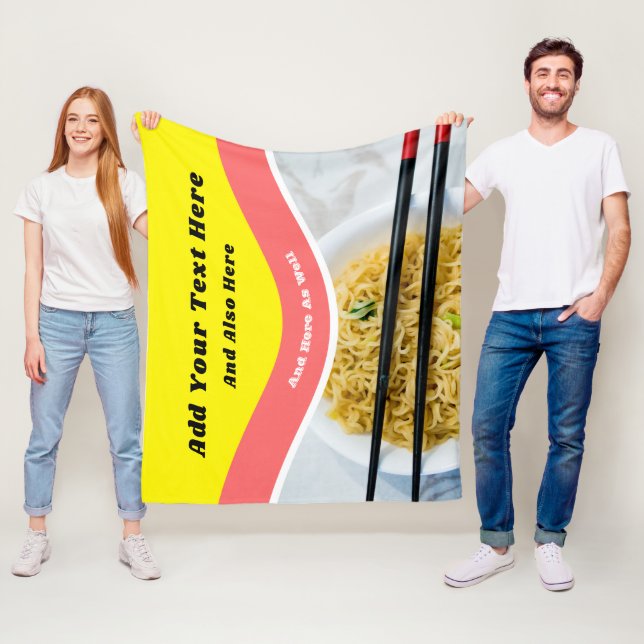 Funny Ramen Noodles Packet Custom Message Fleece Blanket (In Situ)