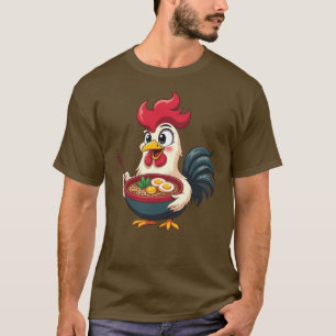 Funny Ramen Rooster – Cute Chicken Eating Noodles T-Shirt