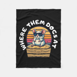 Funny Rat Hunting - Cute Rat In Sungles Looking Fo Fleece Blanket