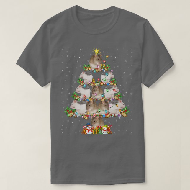 Funny Rat Lover Xmas Lighting Santa Rat Christmas  T-Shirt (Design Front)