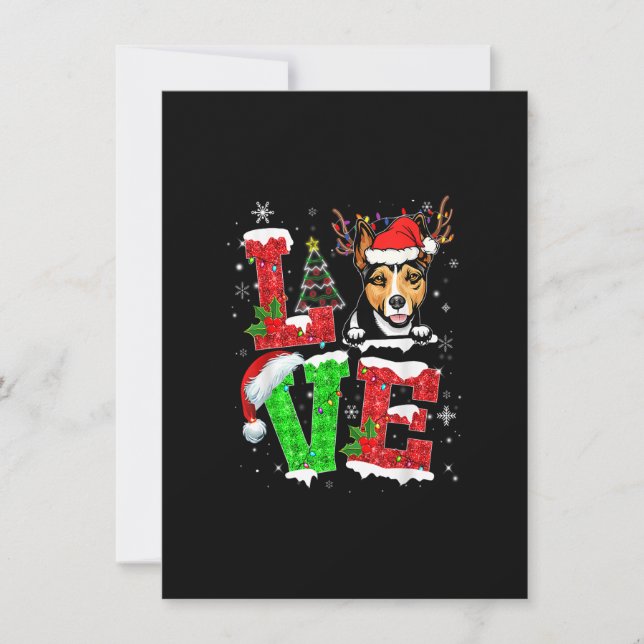 Funny Rat Terrier Dog Tree Christmas Lights Xmas P Invitation (Front)