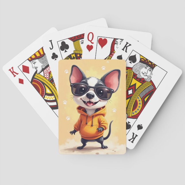 Funny Rat Terrier Kawaii Dog Playing Cards (Back)