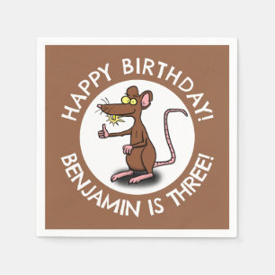 Funny rat thumbs up personalised cartoon birthday napkin