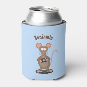 Funny rat with camera cartoon illustration can cooler